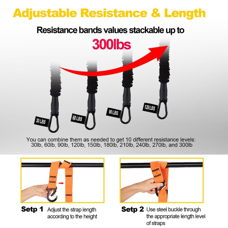 WELSPO Pull Up Assistance Bands, Adjustable Heavy Duty Resistance Band for Pull Up Bar, Pull Up Assist Bands with Feet Rest for Strength Training, Home Fitness Workout Equipment, Height Adjustable