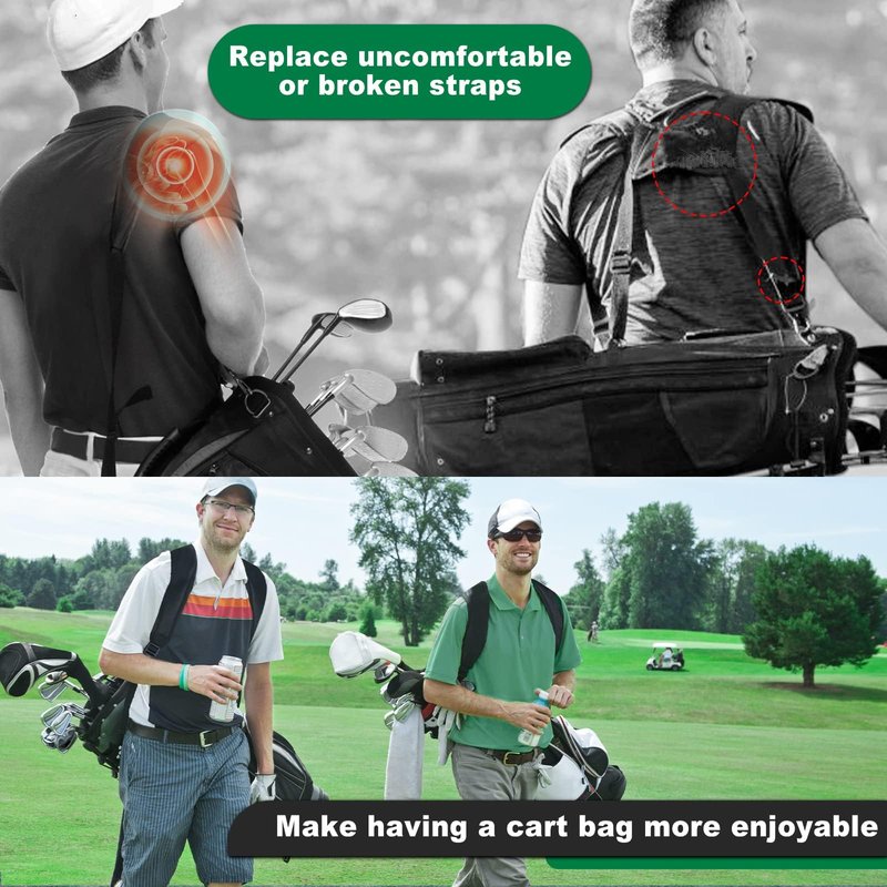 Golf Bag Strap Replacement Shoulder Adjustable Strap Padded Backpack Golf Bag Accessories for Backpack Style Golf Bag (All Black)