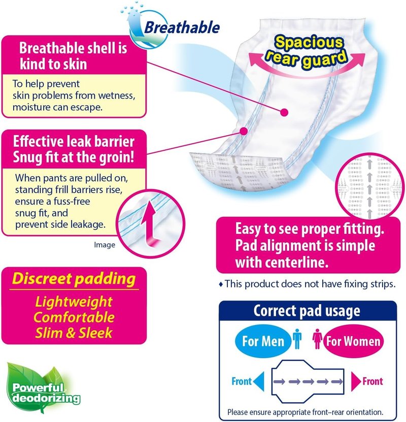Adult Diaper Insert Pads - Unisex Booster Liners with Odor Control & Leak Protection | 600cc Absorbent, 11"x19.3" (42 Count)