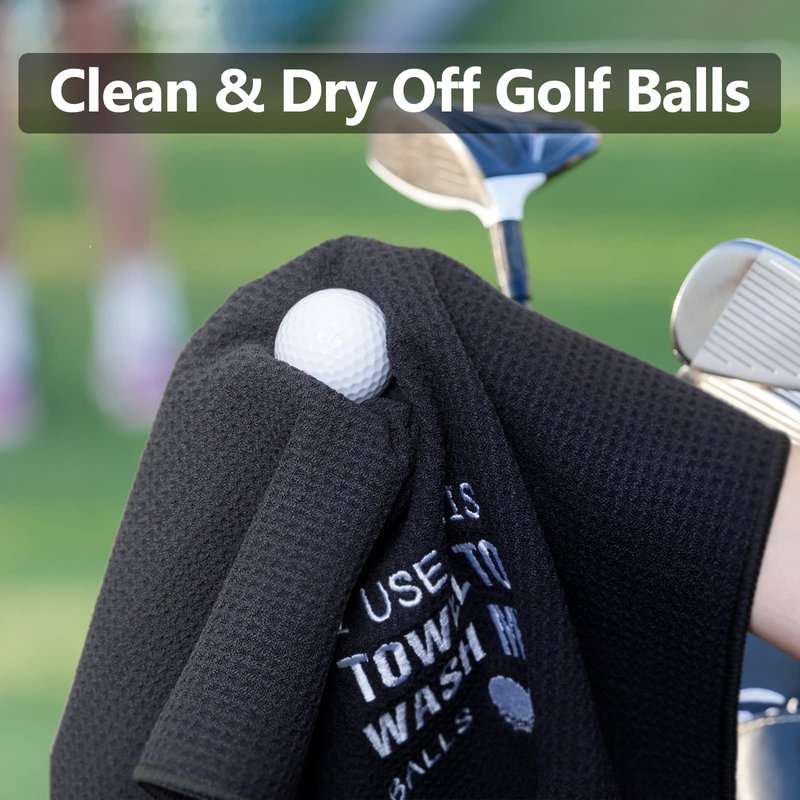 Abudada Golf Towel for Men, Funny Golf Towel for Dad, Golf Towels for Golf Bag for Men with Clip, (I use This Towel to wash My Balls)