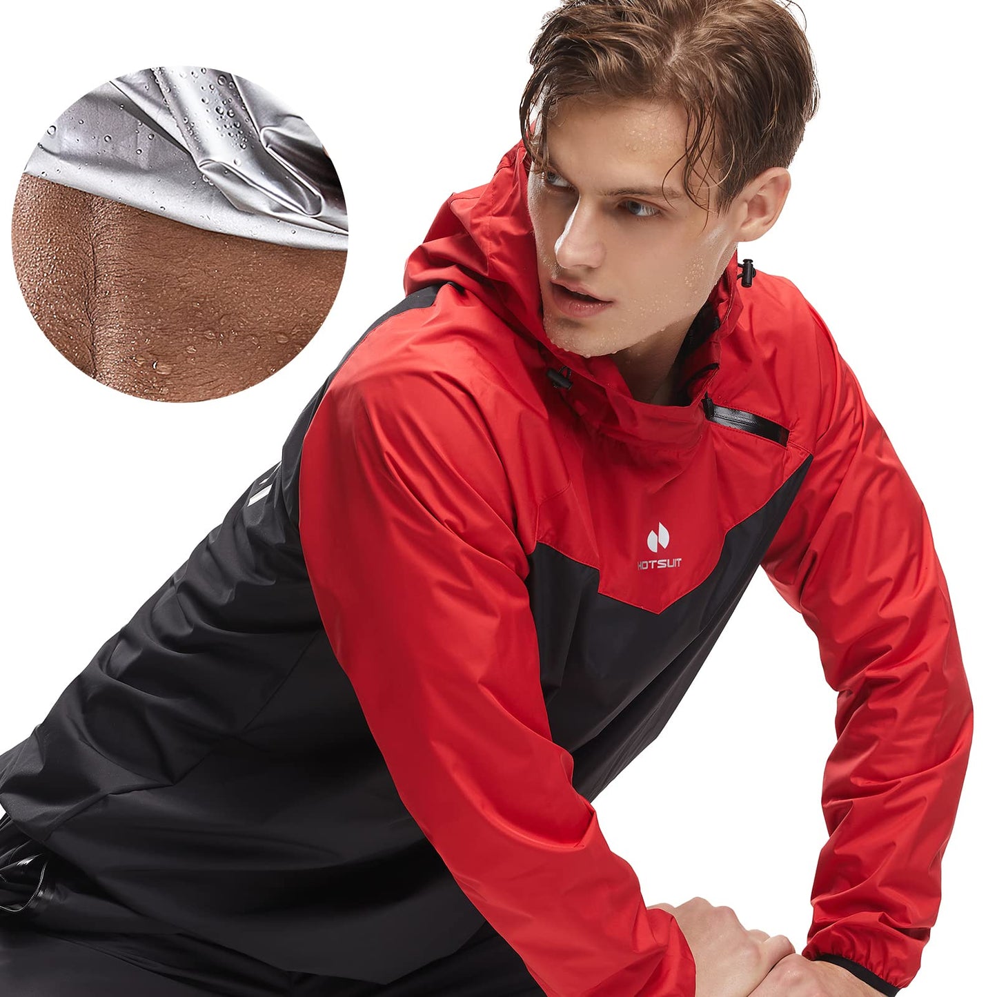 HOTSUIT Sauna Jacket for Men & Women Weight Loss Workout Vest Sauna Shirts 7 Colors, Red, 5XL