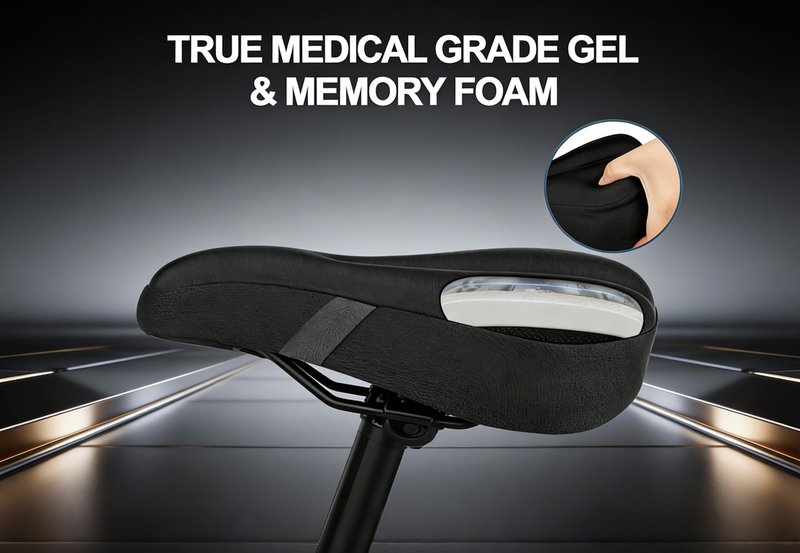 Bike Seat Cushion - Gel Padded Bicycle Saddle Cover | Universal Fit for Peloton, Stationary, Mountain & Road Bikes - Comfortable for Indoor/Outdoor Cycling & Exercise