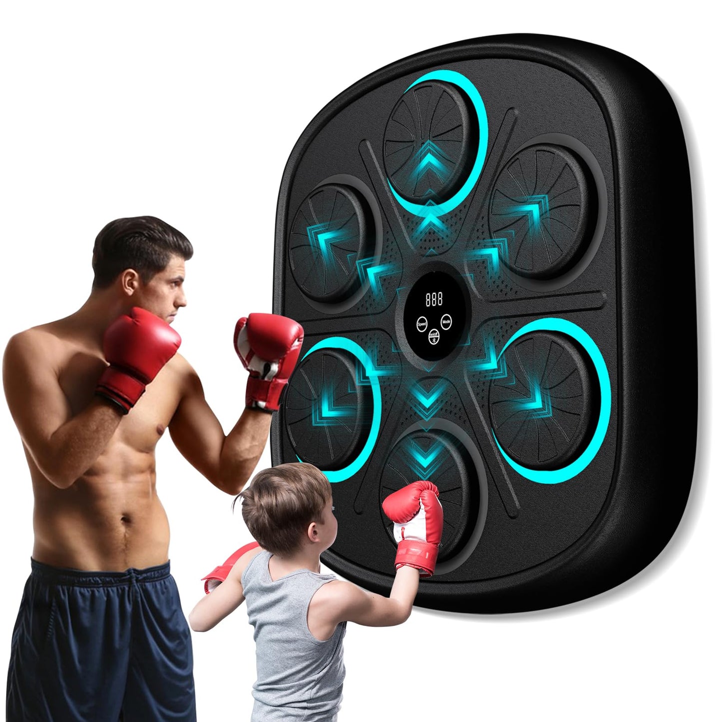 OurStarry Smart Music Boxing Machine for Adults and Kids, Wall Mounted Punching Trainer with Boxing Gloves, LED Electronic Target, 9 Modes and 9 Speeds, Home Gym Workout Equipment (Black 03)