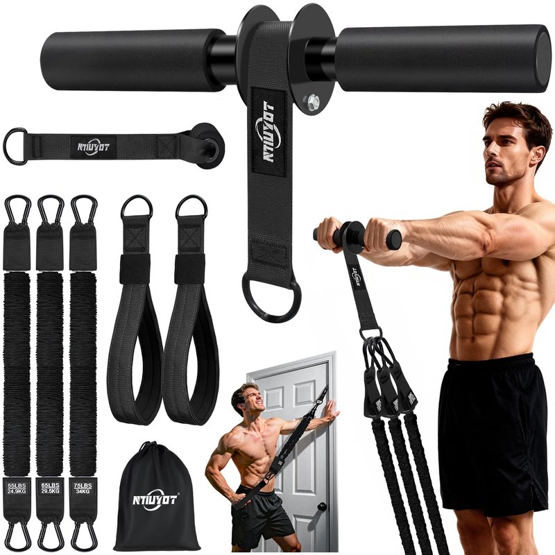 NTIUYOT 195LBS Heavy Duty Pedal Resistance Band with Handle, Sit Up Exercise Equipment for Men | Foot Pedal Exerciser Band for Home Gym, Abs, Core, Arm & Leg Strength Training