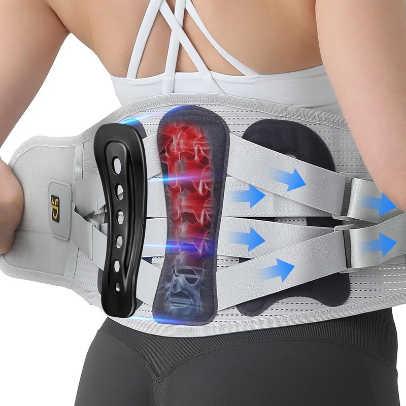 BLACKYEW Lower Back Brace for Women and Men - Adjustable Lumbar Back Brace, Full Support Lumbar Brace, Ergonomic Design & Soft Breathable 3D Knit Material, for Sciatica Scoliosis Posture, Ideal for Work Lifting (M)