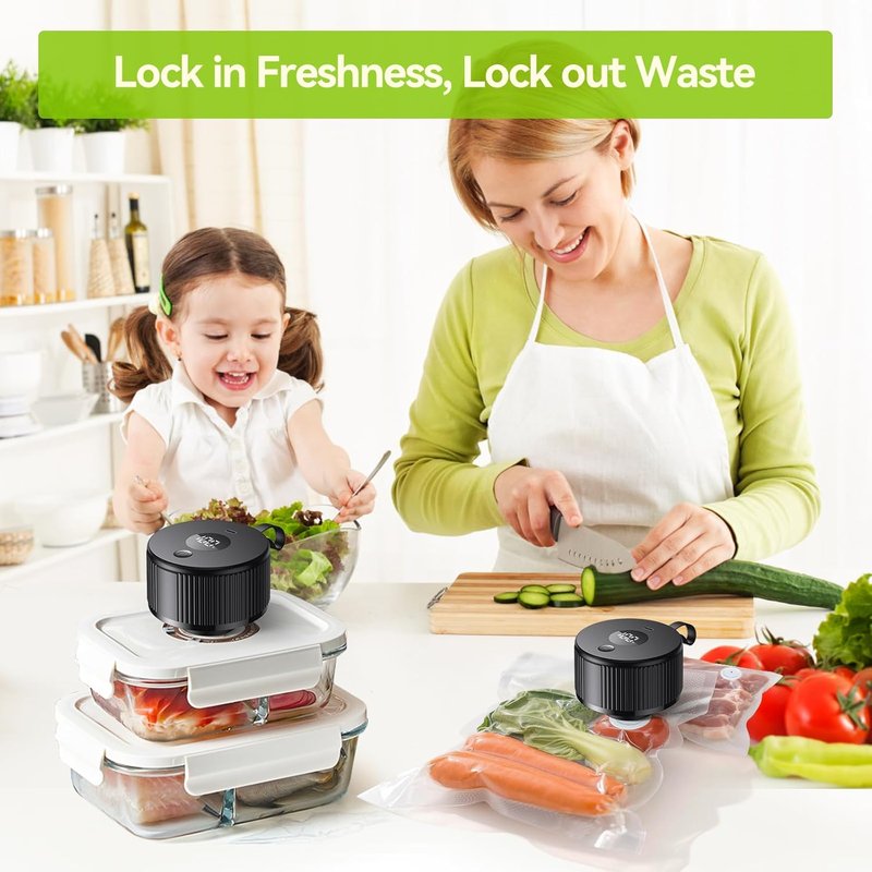 Electric Mason Jar Vacuum Sealer - Upgraded Handheld Auto-Vacuum Seal Kit | Fits Wide & Regular Mouth Jars, Containers & Bags