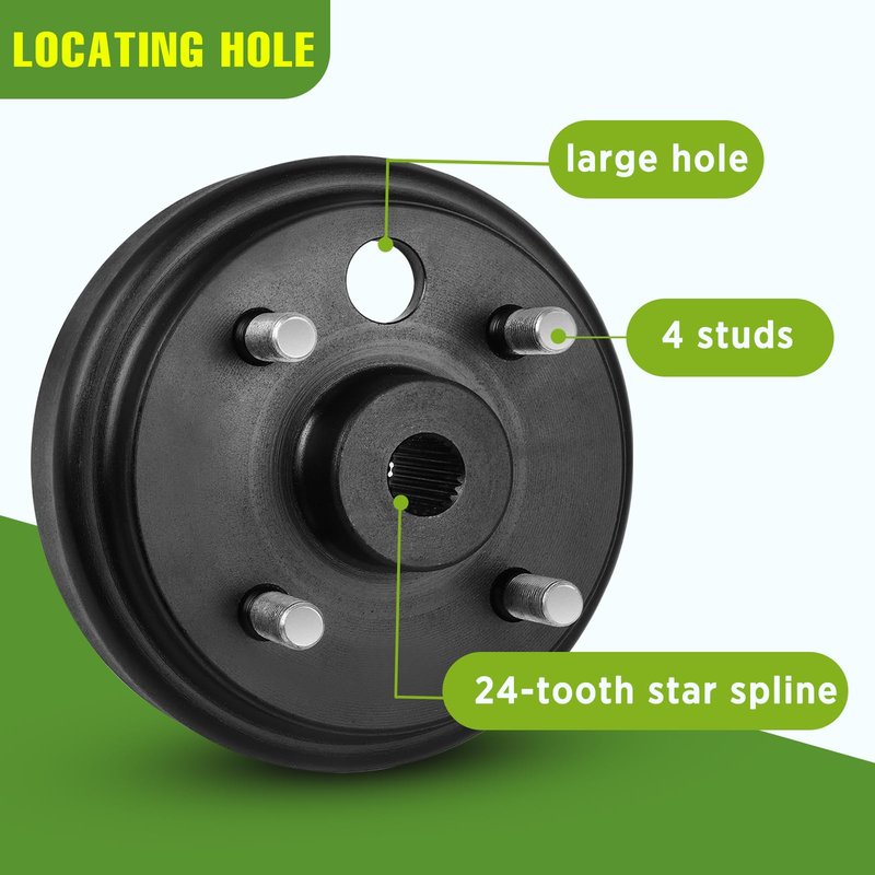 Golf Cart Brake Drum/Hub Assembly, Fit for EZGO TXT 1982-Up Electric and 1982-1993 2-Cycle Gas, 24 Teeth Splines Brake Hub Drum Assembly, Replaces OEM# 19186G1P 19186-G1P 19186-G1 1 Pack.