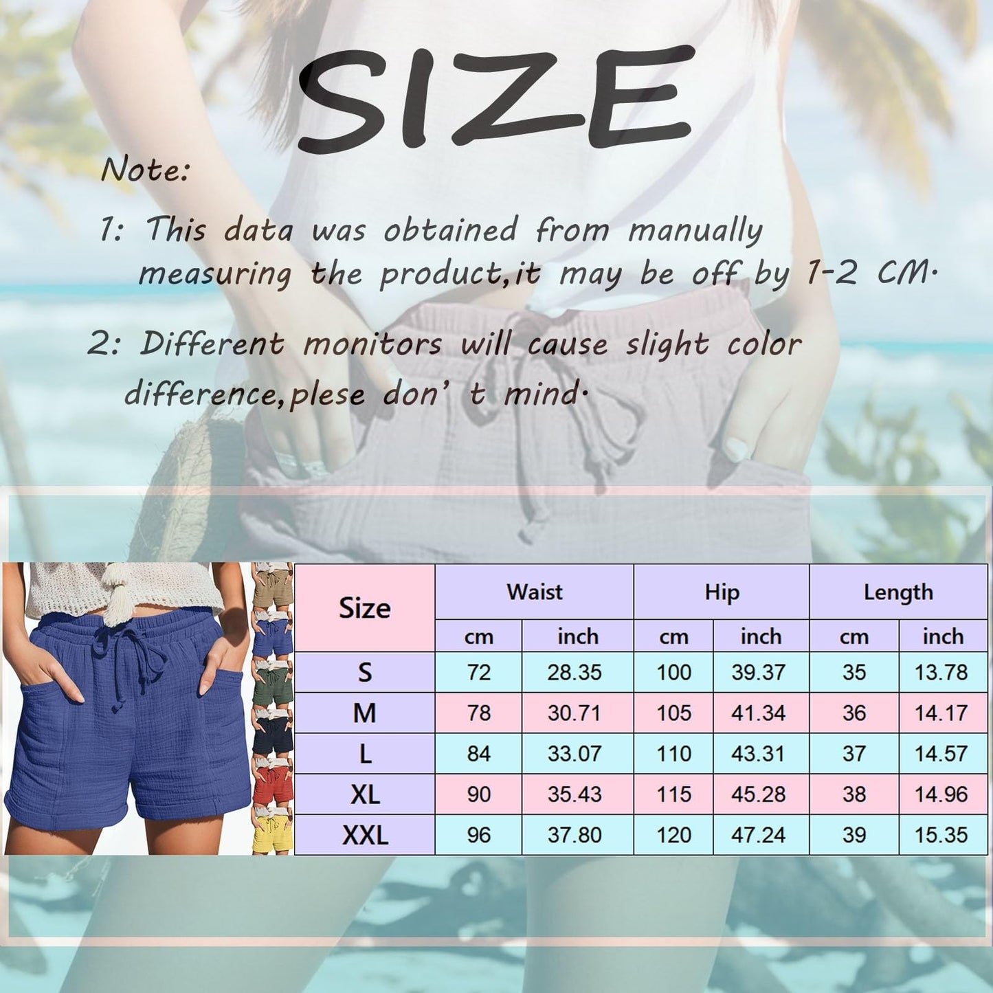 Snoiluo Womens Cotton Linen Shorts Casual Beach Shorts High Waisted Cute Comfy Fashion Summer Lounge Pants with Pockets