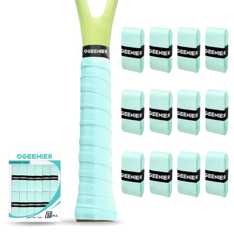 OGEENIER Tennis Racket Grip Tape, 12 Pack, Absorbent and Anti-Slip Tennis Overgrip, Precut Soft Pickleball Paddle/Badminton Wrap Grips Tape