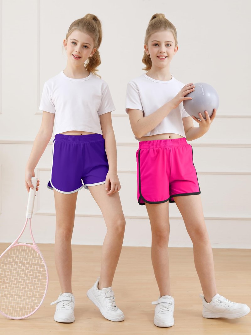 Resinta 4 Pack Youth Girls Athletic Shorts Quick Dry Soccer Shorts Big Girl Summer Sports Shorts for Running Dance Yoga