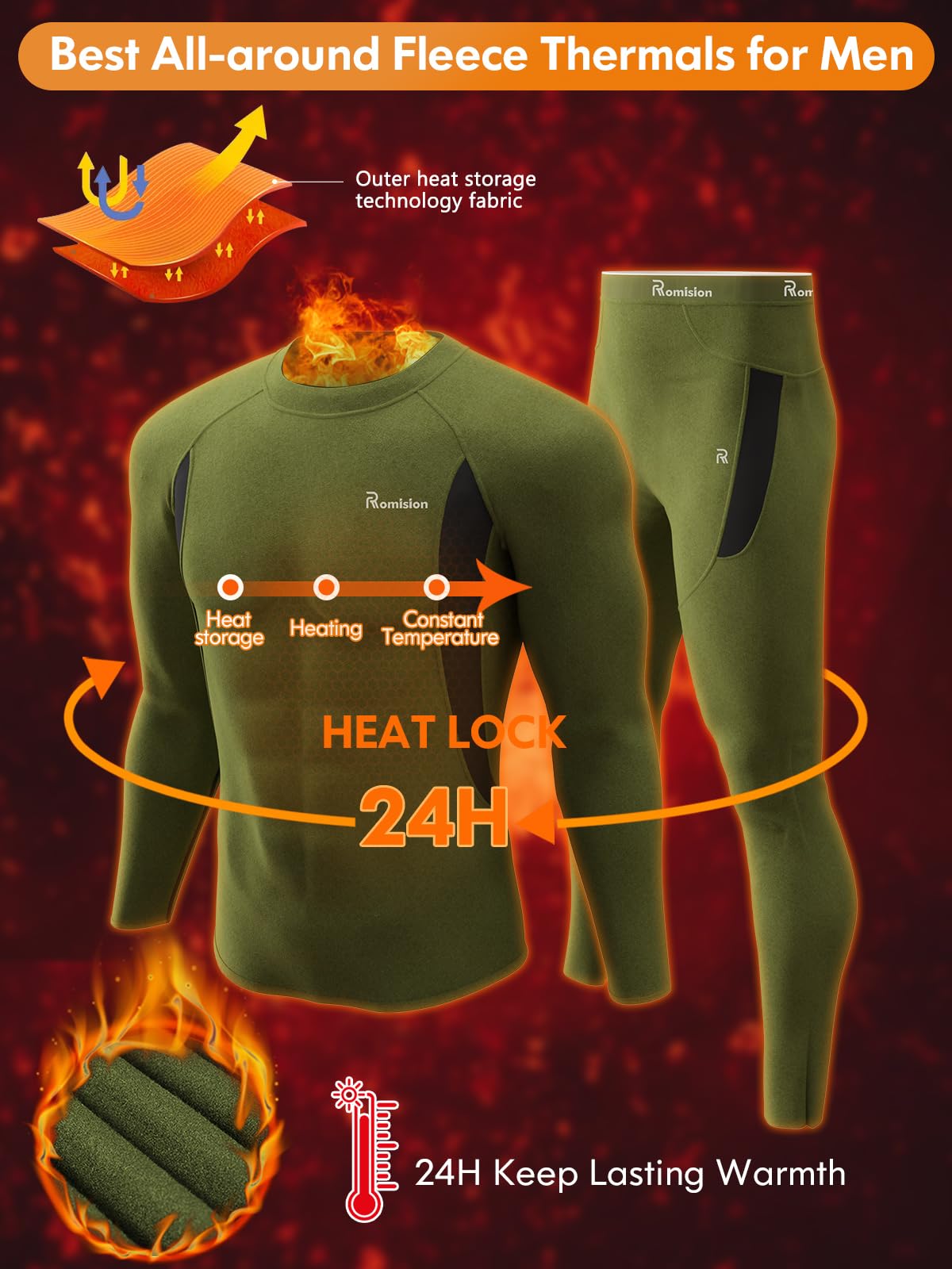 romision Thermal Underwear for Men Long Johns Set Hunting Gear Base Layer