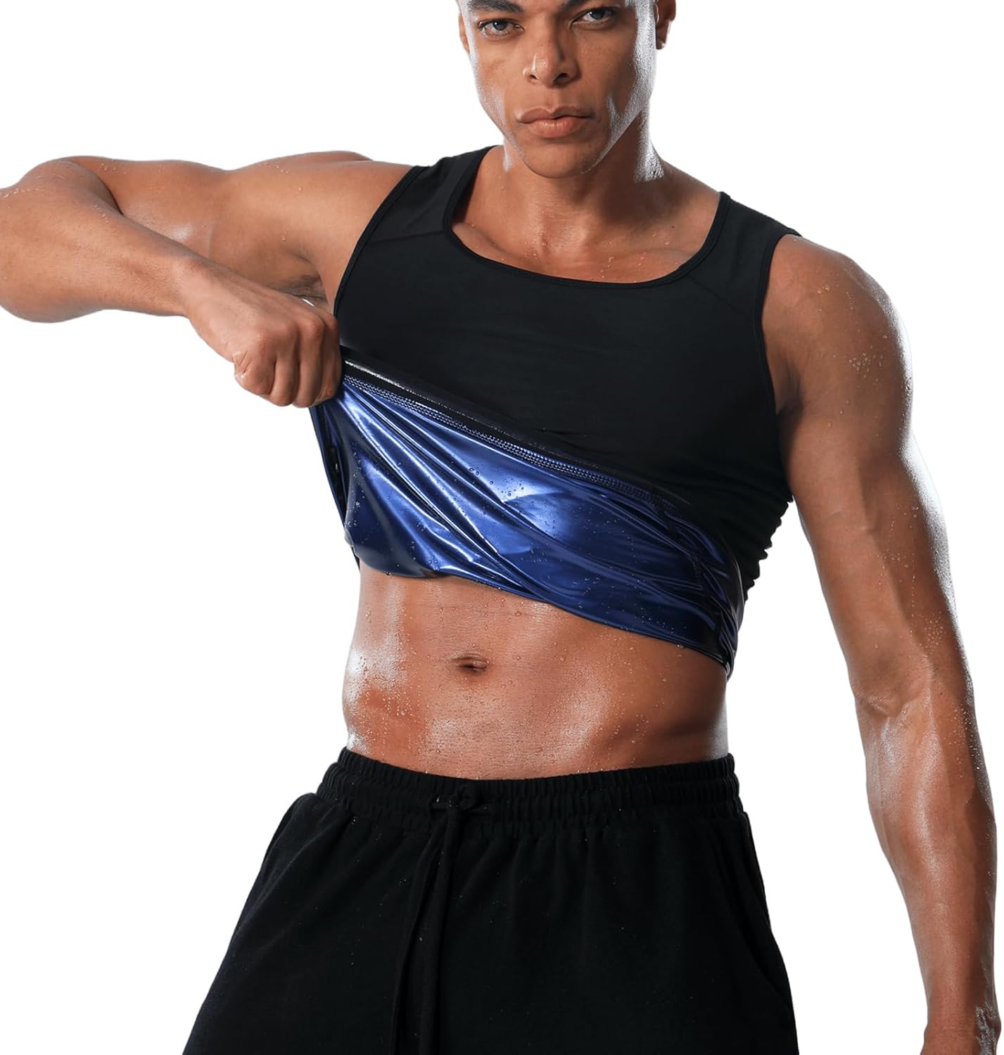 Men's Sweat Vest | Workout Waist Trainer Sauna Suit for Heat Trapping & Compression - Slimming Gym Tank Top