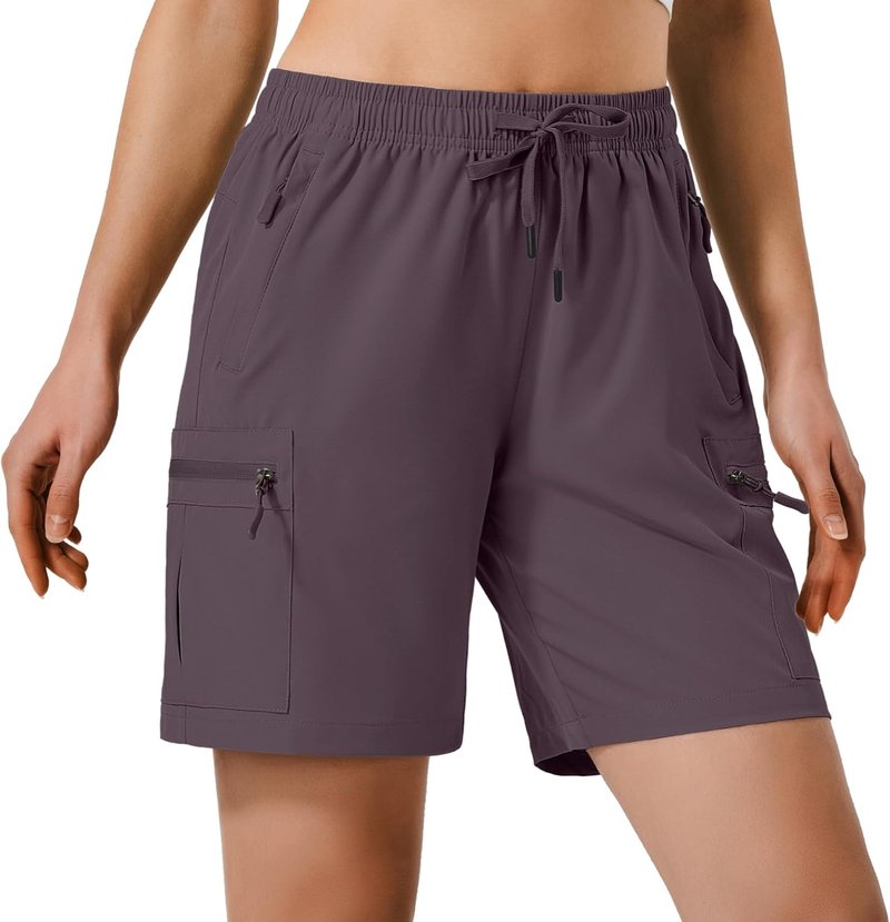 Women's Lightweight Hiking Cargo Shorts - Quick Dry, Water Resistant with Zipper Pockets | Ideal for Camping, Travel & Golf
