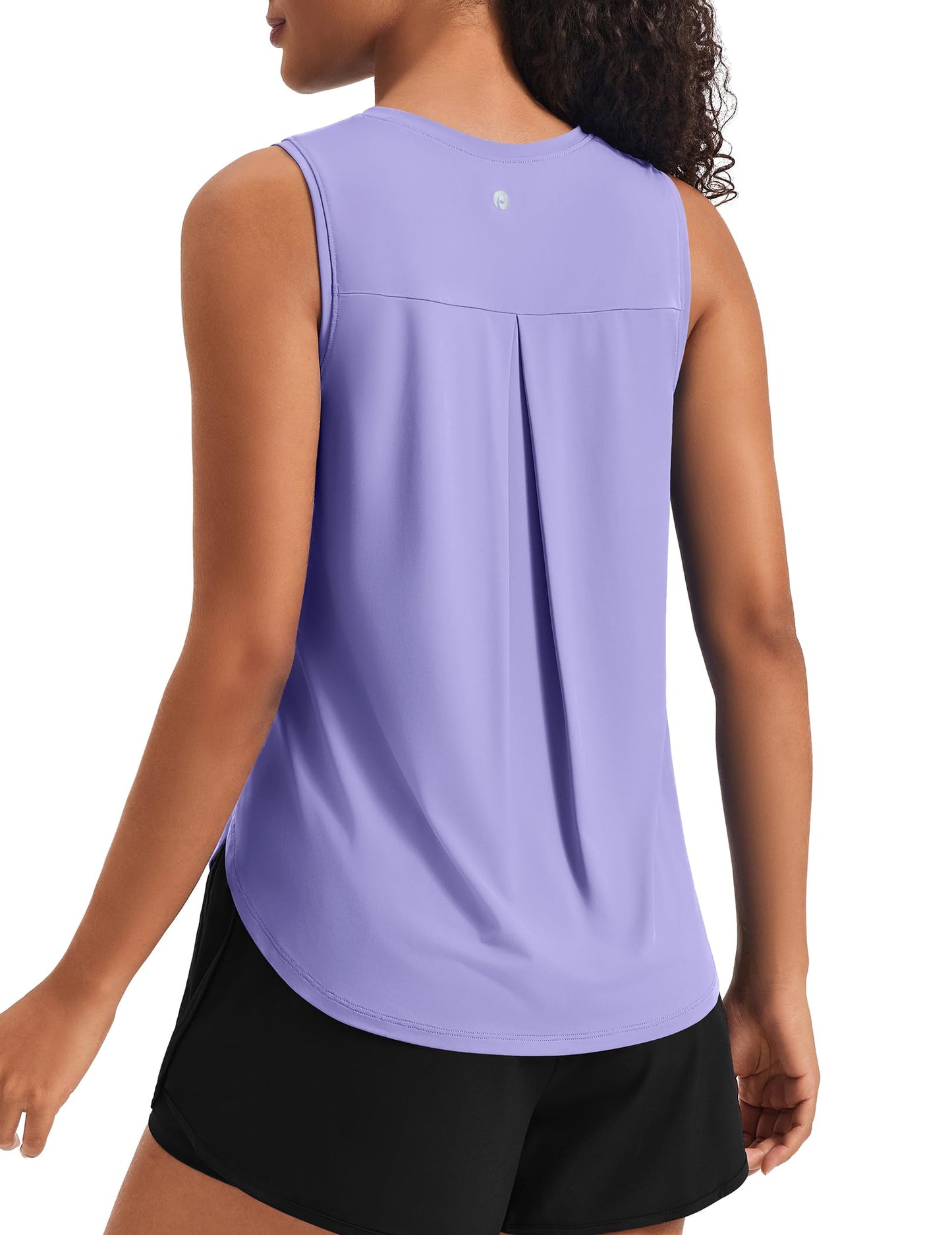 PINSPARK Womans Tank Tops High Elasticity Workout UPF 50+ Cooling Sleeveless Running Yoga Shirt Cute Stretchy Athletic Activewear Summer, Lilac M