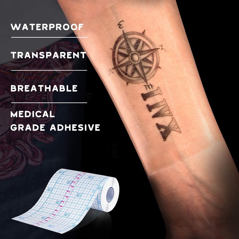 Tattoo Aftercare Bandage, Transparent Film Dressing Roll, Transparent Adhesive Bandage, 4in x 11yd, Shower Shield Dressing, Second Skin Waterproof,Soft, Conformable & Breathable by EalionMed