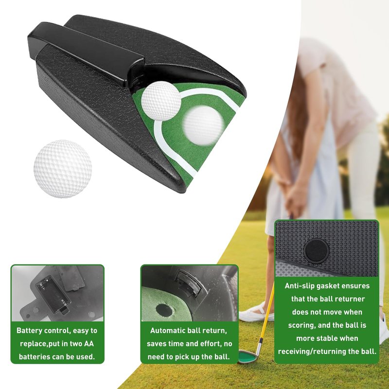 QPPKII Golf Ball Return Putting Unit, Automatic Return Machine, Indoor Golf Putting Hole, Battery-Powered Practicing, Suitable for Practicing at Home, Office, Yard, Party