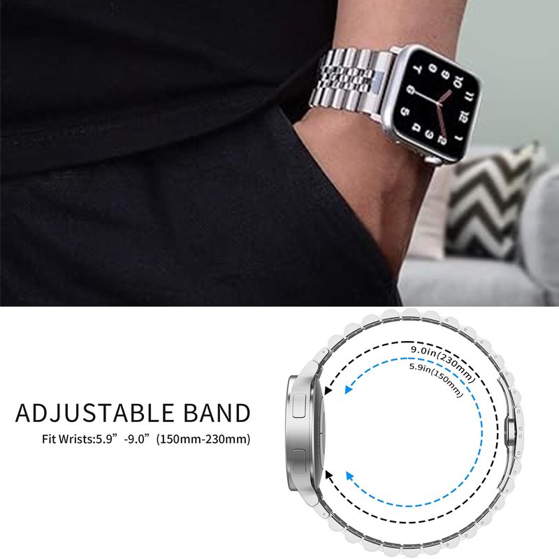 Lamshaw Compatible with CARBINOX Vortex bands, Solid Stainless Steel Heavy Band with Butterfly Folding Clasp Link Bracelet Compatible with CARBINOX Vortex, X-Ranger, Vortex, Vesta, Blaze Round, Blaze S, Blaze Square Smart Watch (Silver)