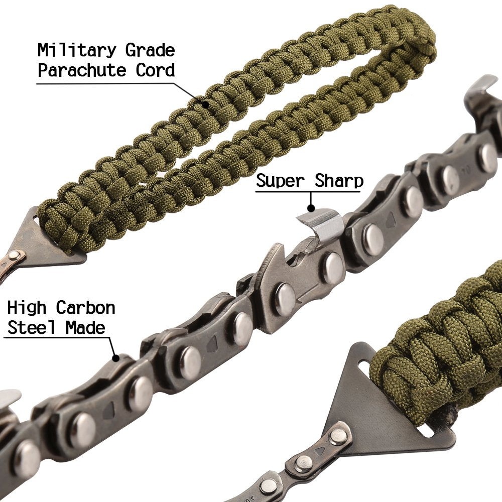 Pocket Chainsaw with Paracord Handle 36 Inches 16 Teeth Long Chain Hand Saw Fast Wood & Tree Cutting Emergency Survival Gear Best for Camping Backpacking Hiking Hunting.