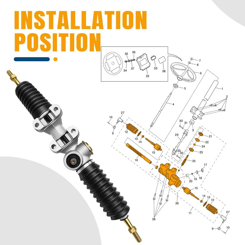 MIXOPOLY Golf Cart Steering Gear Box Assembly Replacement for Yamaha G22 2003-2007 Gas or Electric Models Replace OEM# JU0-F3400-00