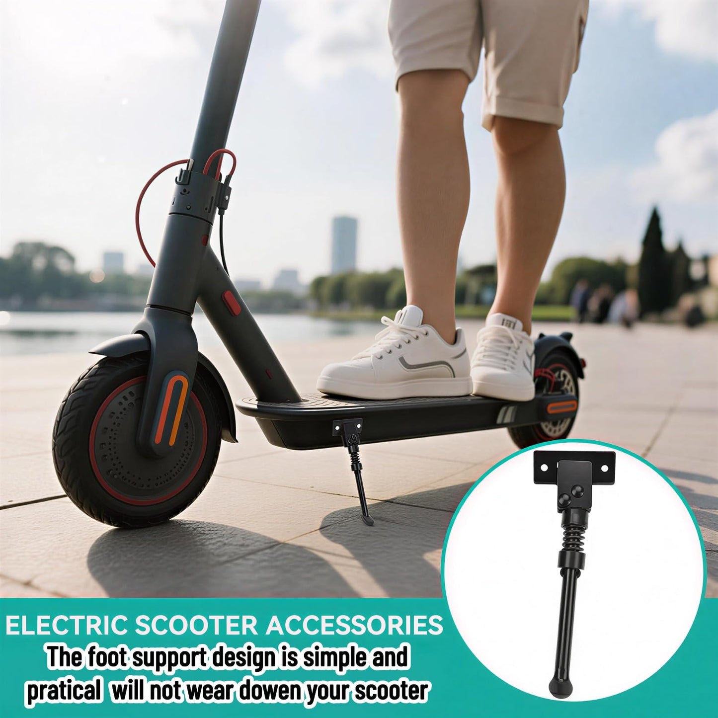 VGEBY Electric Scooter Kick Stand, Universal 10 Inch Folding Scooter Kickstand Parking Stand Feet Support Holder Replacement Parts for M4