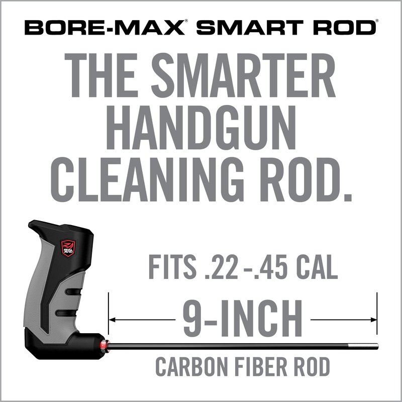 Real Avid One Piece Gun Cleaning Rod, 9" Carbon Fiber Rod for Handgun Cleaning & Pistol Cleaning, One Piece Rod for Gun Cleaning Supplies,Grey/Black