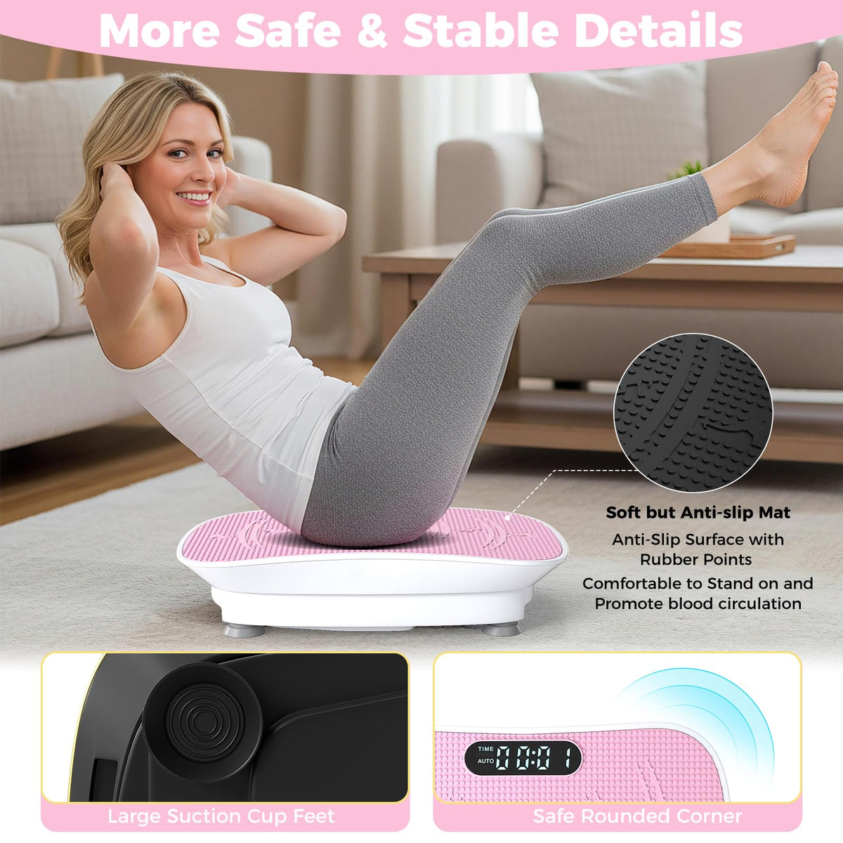 GYMAX Vibration Plate Exercise Machine, Vibration Plate with 10-Level Intensity, LED Display & Remote Control, Body Vibrating Plates Stand Shaking Platform Fat Burning Machine (Pink)