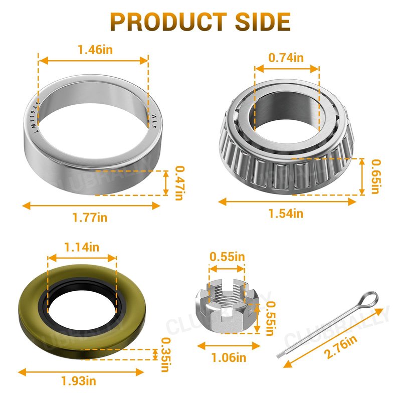 CLUBRALLY Front Wheel Bearing Hub Rebuild Kit for Club Car DS, Carryall, OEM#1013135,1011393 (2 Set)