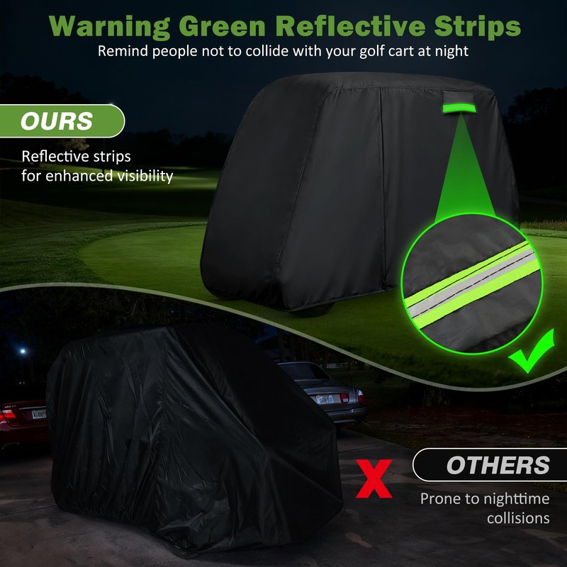 Waterproof Golf Cart Cover 6 Passenger for Yamaha/E-Z-Go/Club Car/Evolution/ICON/Star EV, Heavy Duty Sun Rain Dust Protection 4+2/6 Passenger Golf Cart Cover with Soft Cotton Lining & Door Zipper-XL