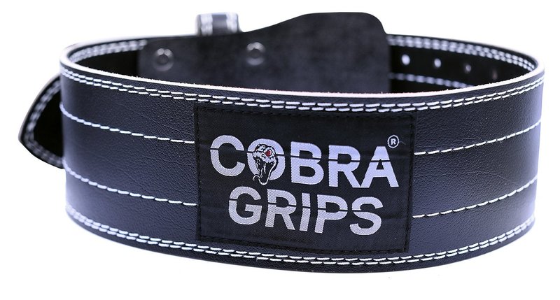 Weight Power Lifting Belt 4” Wide Cobra Grips Premium Genuine Leather Belt for Men & Women Adjustable Weightlifting Back Support (Black, X-Large 41"-49")