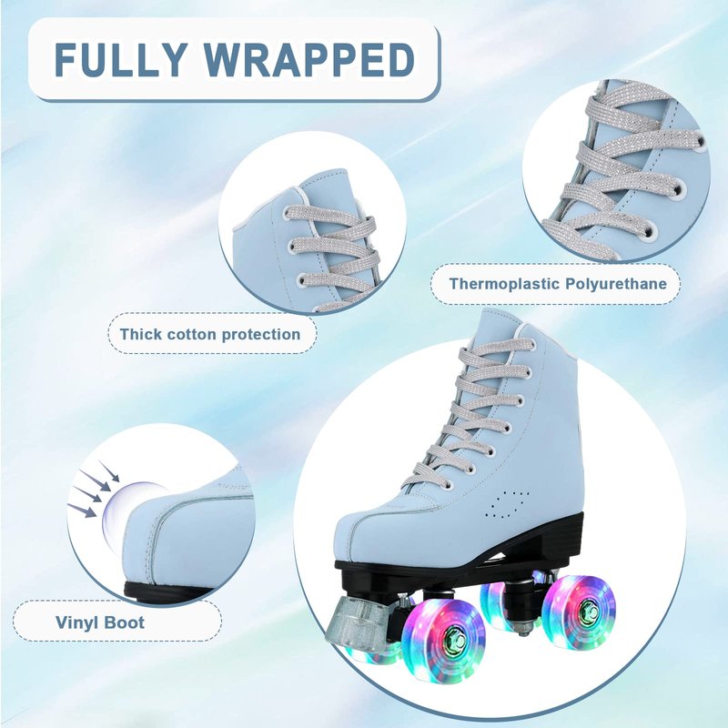 Jessie Women's Frosted Toddler Holographic Roller Skates for Girls & Adults, Indoor & Outdoor
