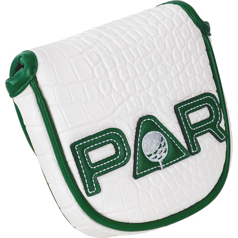 Craftsman Golf Par Style Green White Crocodile Pattern Leather Mallet Putter Cover for Odyssey Orlimar Scotty Cameron Magnetic Closure