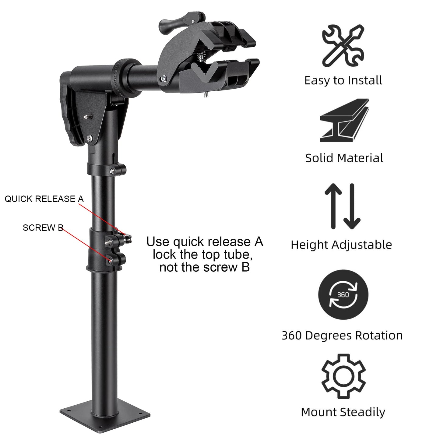 CHEPARK Bike Repair Stand (Max 88lbs) - Bench Mount Bike Workstand - E Bike Repair Stand Shop Home Mechanics for Mountain Bike and Road Bike (Black-Bench)