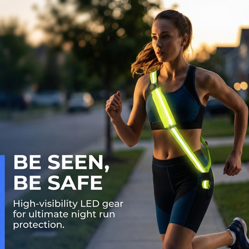 Little World LED Reflective Belt – Rechargeable High Visibility Safety Gear for Night Running, Walking & Cycling - Adjustable Reflective sash for Men Women