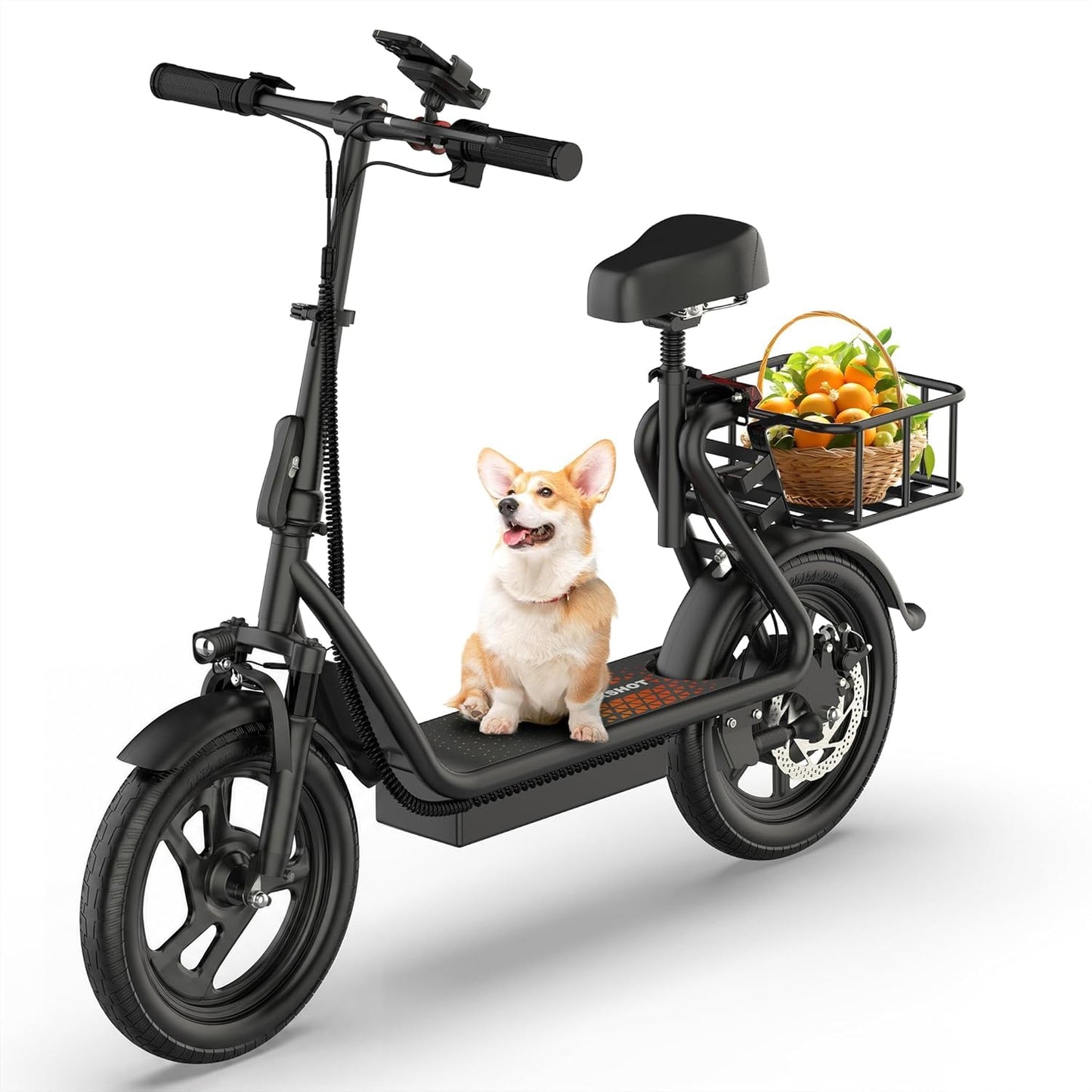 Maxshot Electric Scooter, 8.5" /10" /14" Tire, 16/19/22 Mph Top Speed, 12/16/21/27/28/49/50 Miles Long Range, Folding Escooter for Adults and Kids with Seat Bag, Dual Braking, Dual Suspension, App