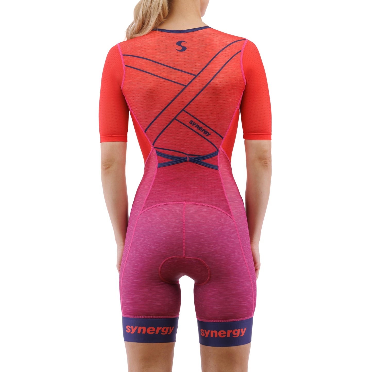 Synergy Women's Tri Suit Pro Short Sleeve Trisuit (Fuchsia Pink, Medium)
