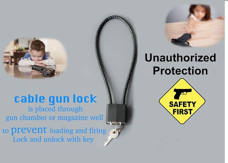 Cable Gun Locks - Keyed Alike 15" Cable Lock for Pistols, Handguns, Rifles | CA DOJ Approved Firearm Safety Solution