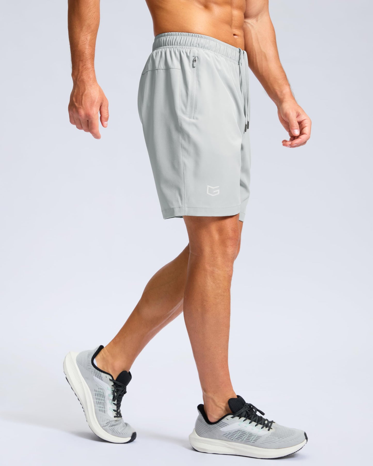 G Gradual Men's Athletic Running Shorts with Zipper Pockets Quick Dry 7"/ 5"/ 9" Workout Gym Shorts for Basketball Hiking(Platinum Grey,7M)