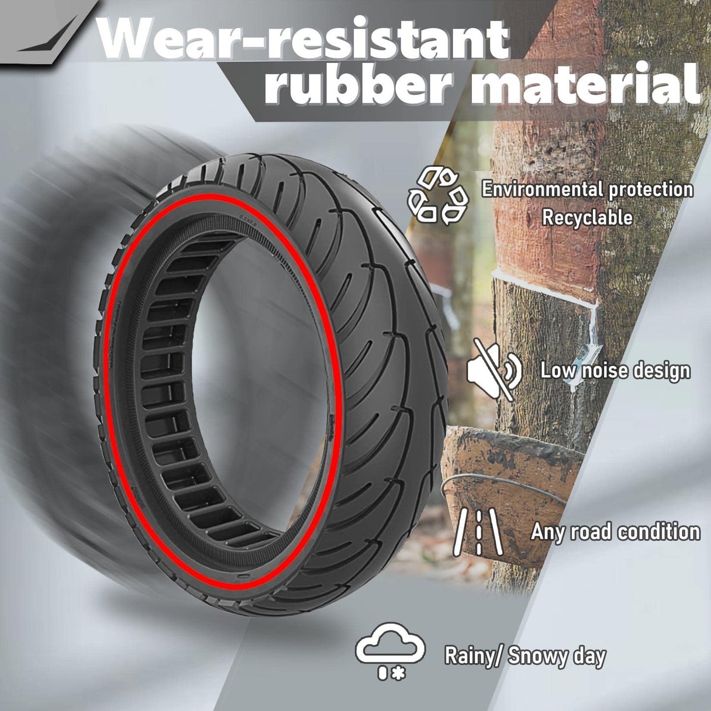 Felixstory 8.5x2.0 Solid Tire, 50/75-6.1 Scooter tire 8 1/2x2 Inch Replacement Tire, Fit for isinwheel S9 pro iScooter i9/ i8 Electric Scooter, Explosion-Proof Wheel, Red 2pcs