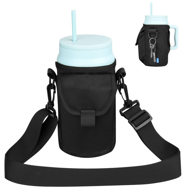 Xxerciz Water Bottle Carrier Bag for Simple Modern 50 oz Mug Tumbler with Handle, Nylon Bottle Pouch with Phone Pocket, Adjustable Shoulder Strap Water Bottle Holder for Simple Modern Cup Accessories