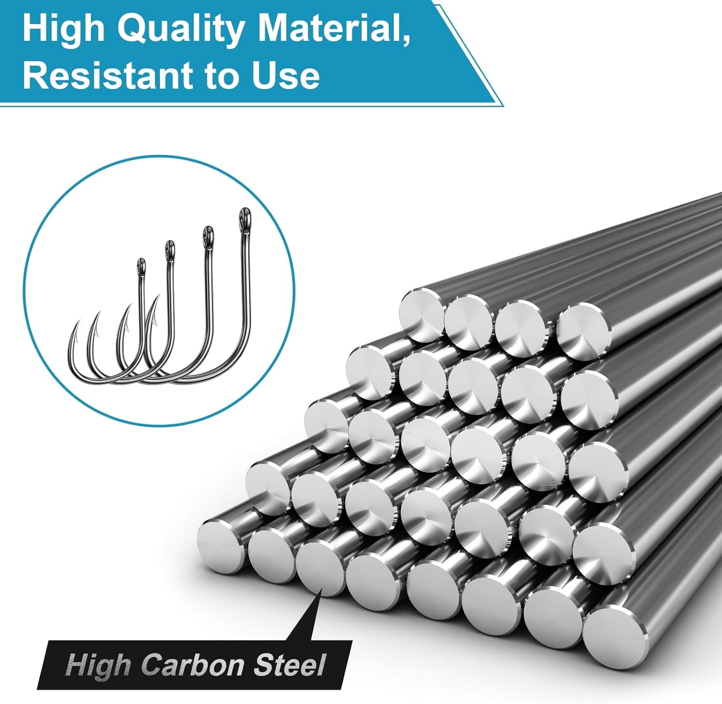 ReeMoo Premium Fishing Hooks - 500PCS Carbon Steel Set | 10 Sizes with Portable Box for Freshwater & Seawater