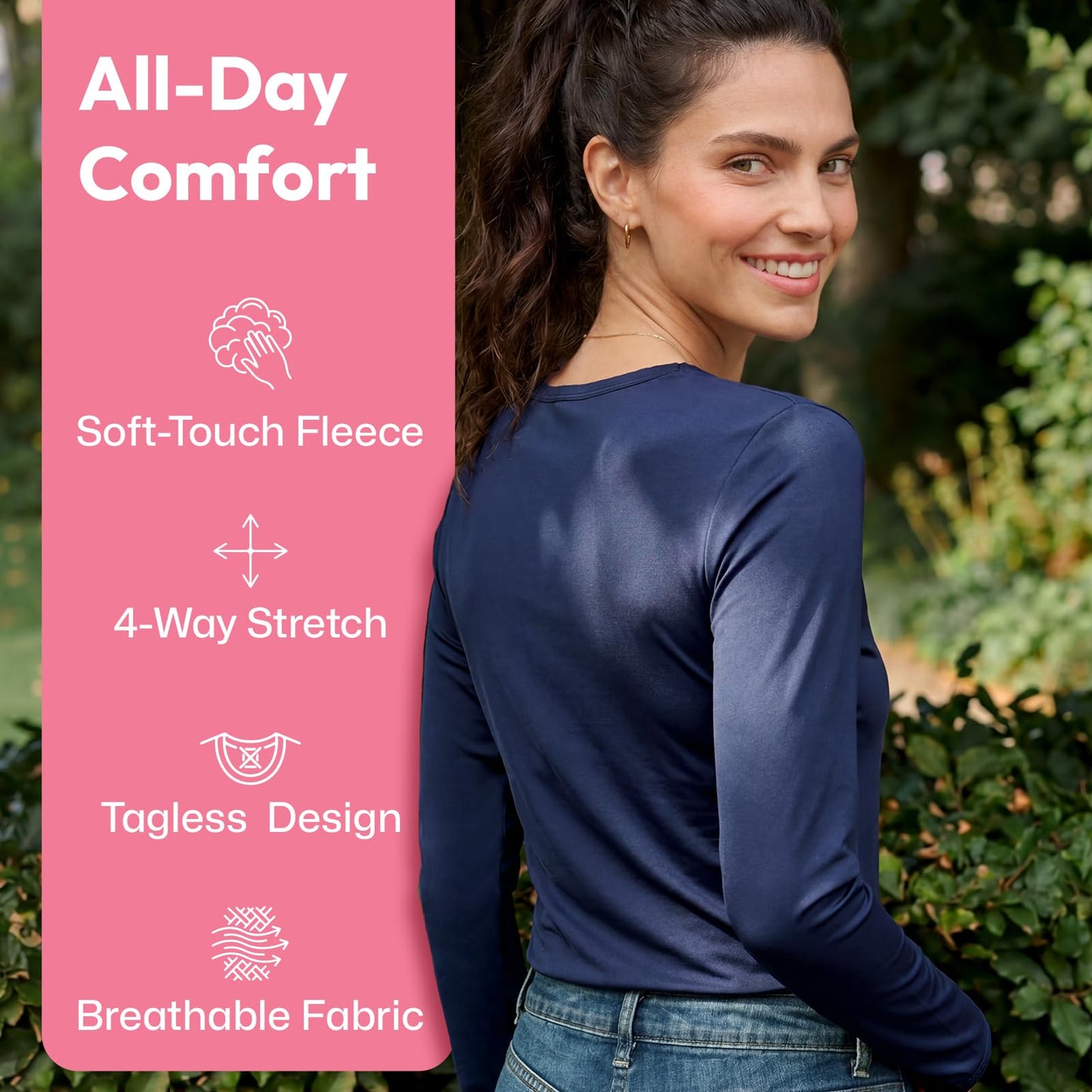 WEERTI Thermal Underwear for Women Long Johns with Fleece Lined Base Layer Women Cold Weather Top Bottom-Navy XL