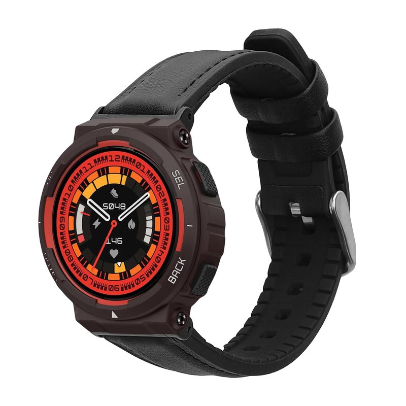 kwmobile Strap Compatible with Amazfit Active Edge (A2212) / Active Edge (A2213) Strap - Silicone and Leather Sport Wristband - Black