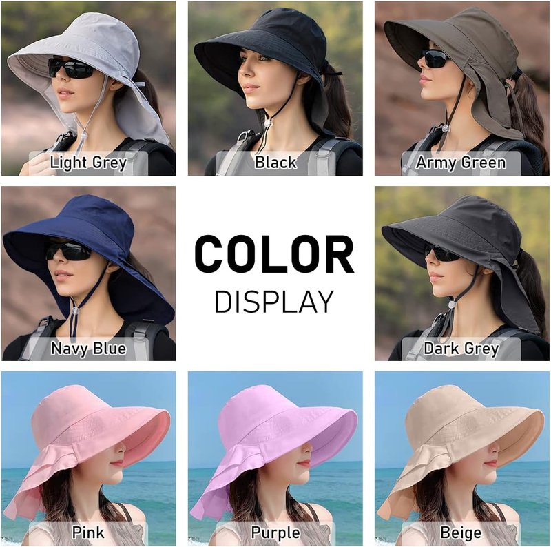 Women's Sun Hat - UPF 50+ Wide Brim with Ponytail Hole | Hiking Safari Neck Flap Hat