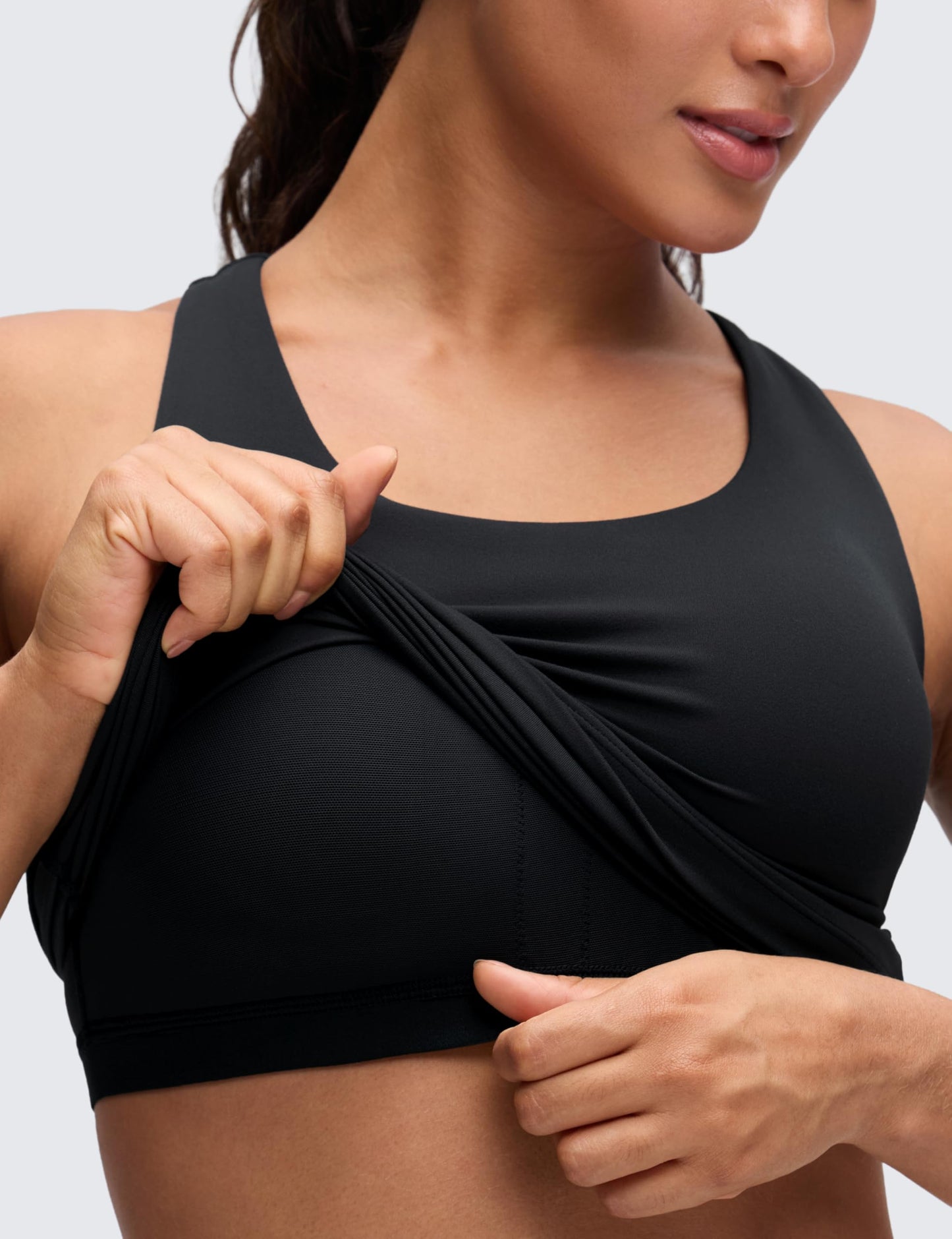 CRZ YOGA Butterluxe Workout Tank Tops for Women Built in Bras Padded - Racerback Athletic Spandex Yoga Camisole Black Large