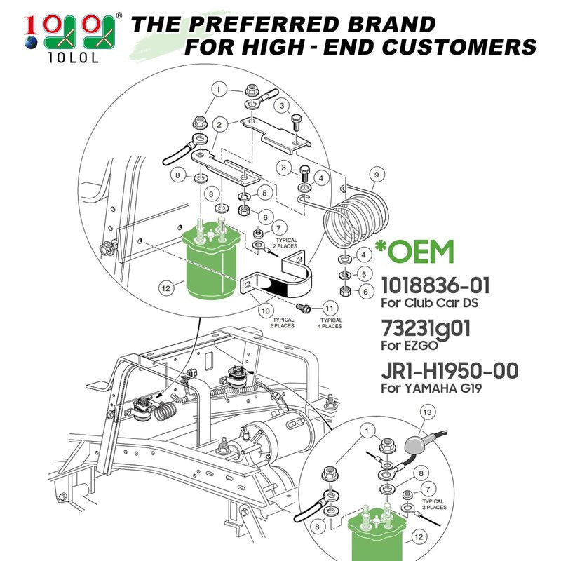 10L0L Golf Cart 48 Volt Solenoid for Yamaha G19, Club Car DS and EZGO Shuttle/Titan/XI-875 Electric Carts, 200A 4 Terminal, Replace OEM 101883601, 73231G01, JR1-H1950-00