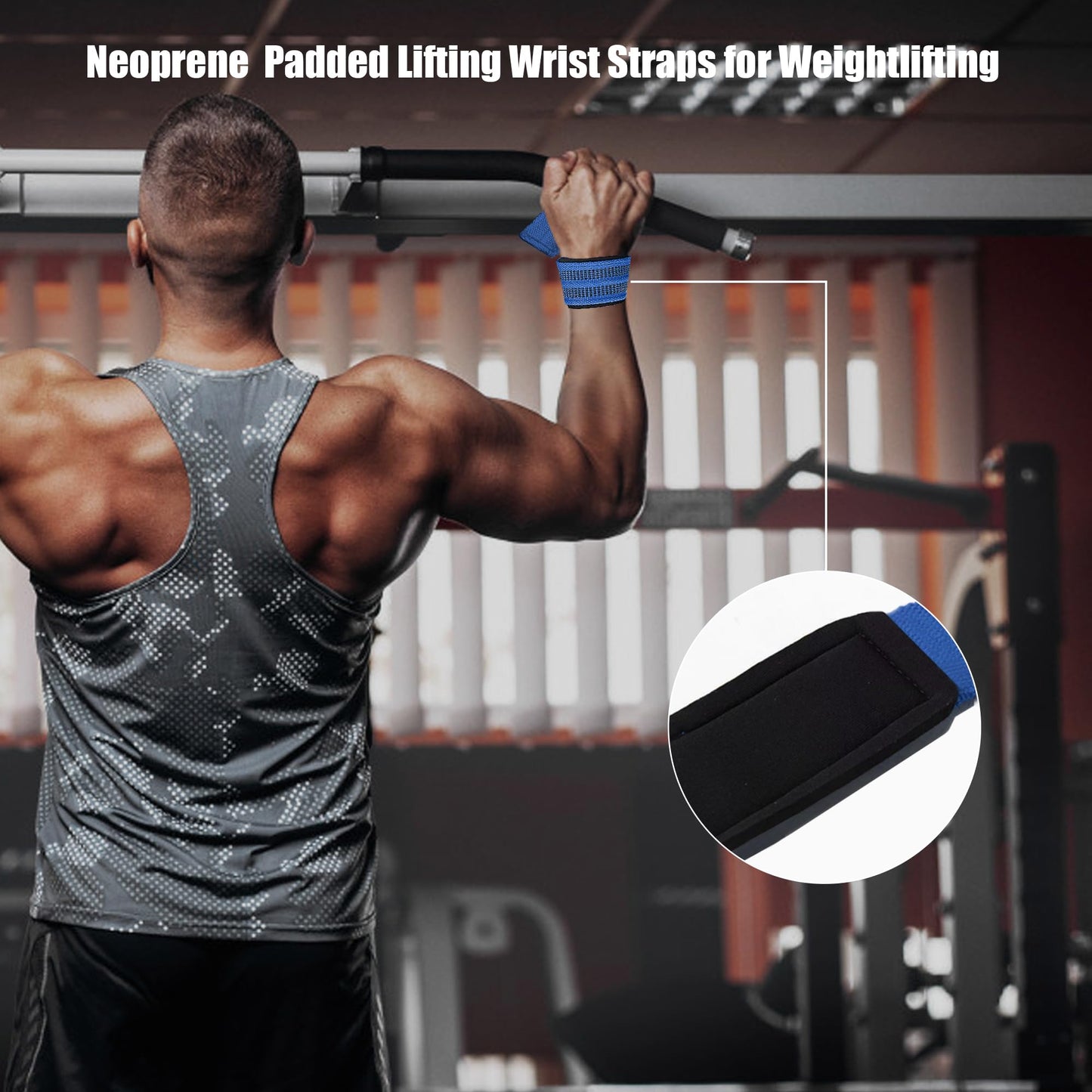 4 Pack Lifting Wrist Straps for Weightlifting, Lifting Straps for Gym Strength Training,Deadlifts,Workout, Men & Women Neoprene-padded Wrist Cushion Cotton Lift Straps with Anti-Skid Silicone -Blue