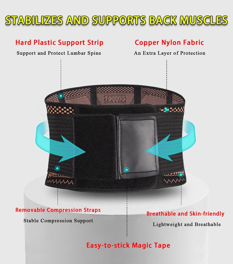 FVVWVV Breathable Lower Back Brace with 4 Stays, Plus Size Lumbar Support Belt for Back Pain Relief with Removable Compression Straps, Back Braces for Herniated Disc, Sciatica,Heavy Lifting