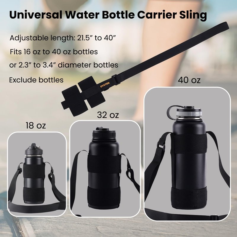 OYATON Universal Water Bottle Carrier Sling with Adjustable Shoulder Strap for Walking Short Hiking, Water Bottle Holder for 16oz - 40oz Wide Mouth Bottles (Exclude Water Bottle)