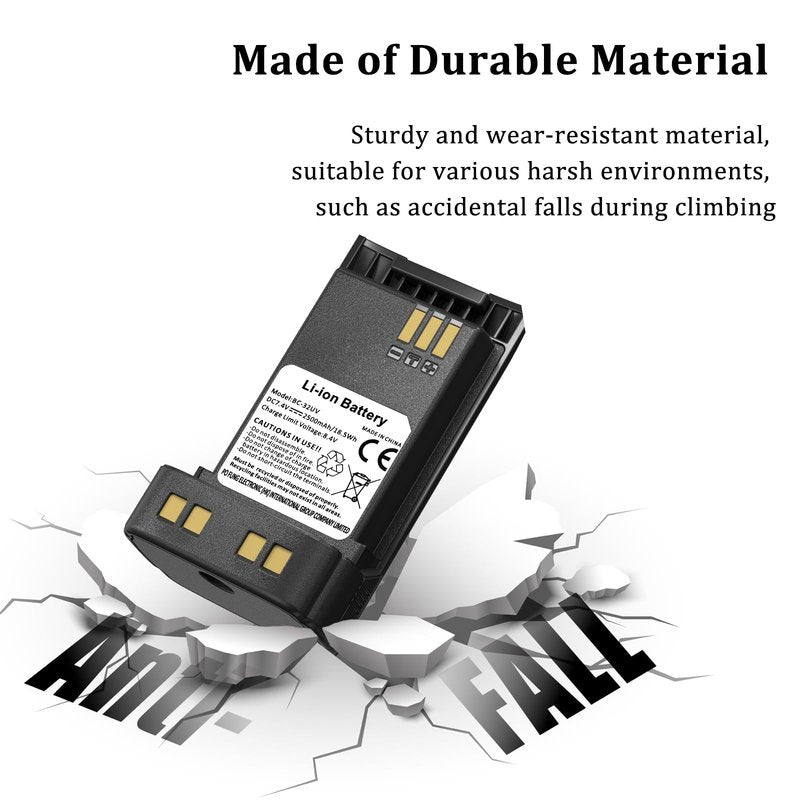 BAOFENG DM-32 Radio Battery 2500mAh Li-ion Battery for UV-32 Walkie Talkie 16.28Wh BC-32UV for UV32 Two Way Radio DC7.4V