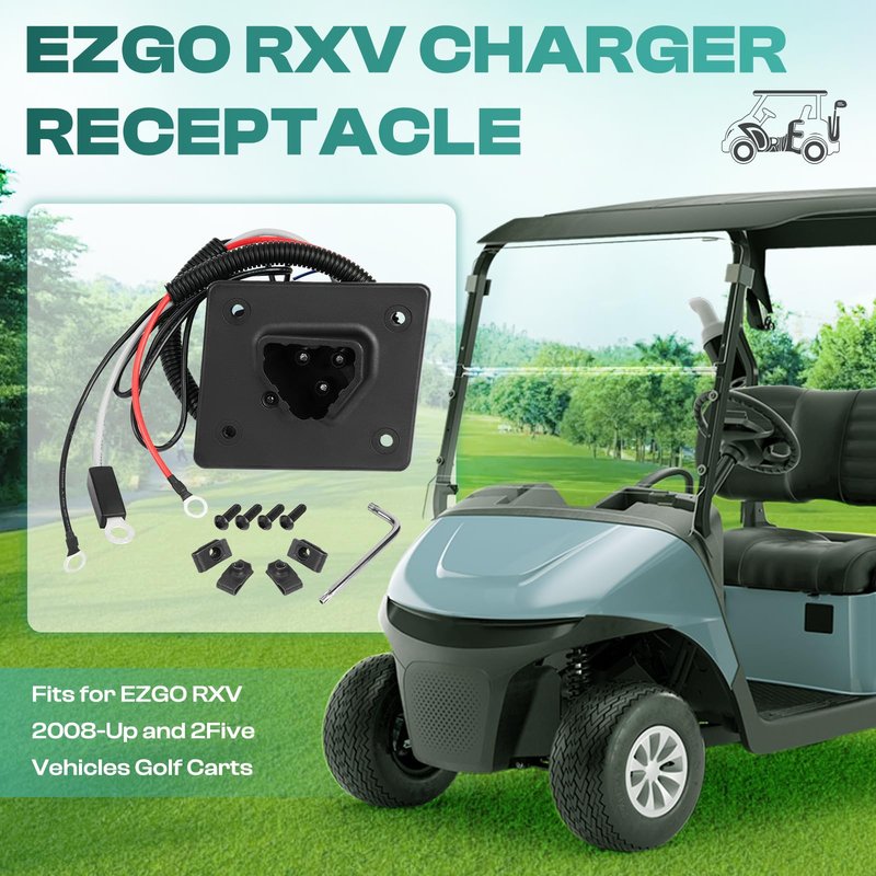 DRIVE UP Golf Cart 48V Charger Receptacle for EZGO RXV and Delta-Q Battery EZGO Charging Port with Wires 604321,611219,602529